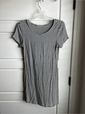 Heart Hips Black and White Striped Tee Dress